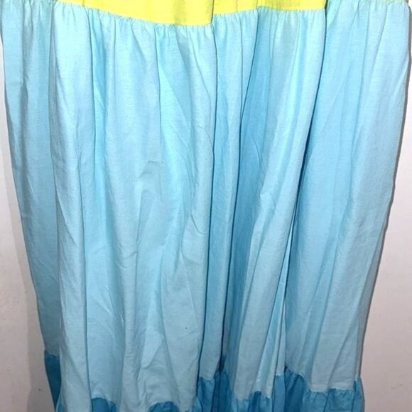 Colorblock Maxi Dress With Adjustable Straps & Ruched Bodice Terra & Sky 1X 100% - Picture 5 of 10